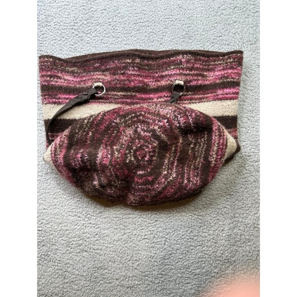 Knitted handBag large wool blend handmade - Picture 5 of 10
